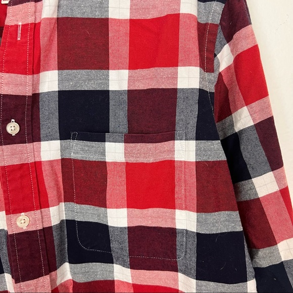 Merona Long Sleeve Plaid Button Down Shirt Men’s Size Medium Red White Blue - Picture 2 of 6